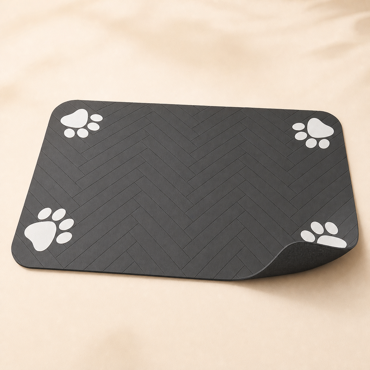 Tapis absorbant noir pour gamelles au format 40 × 60 cm