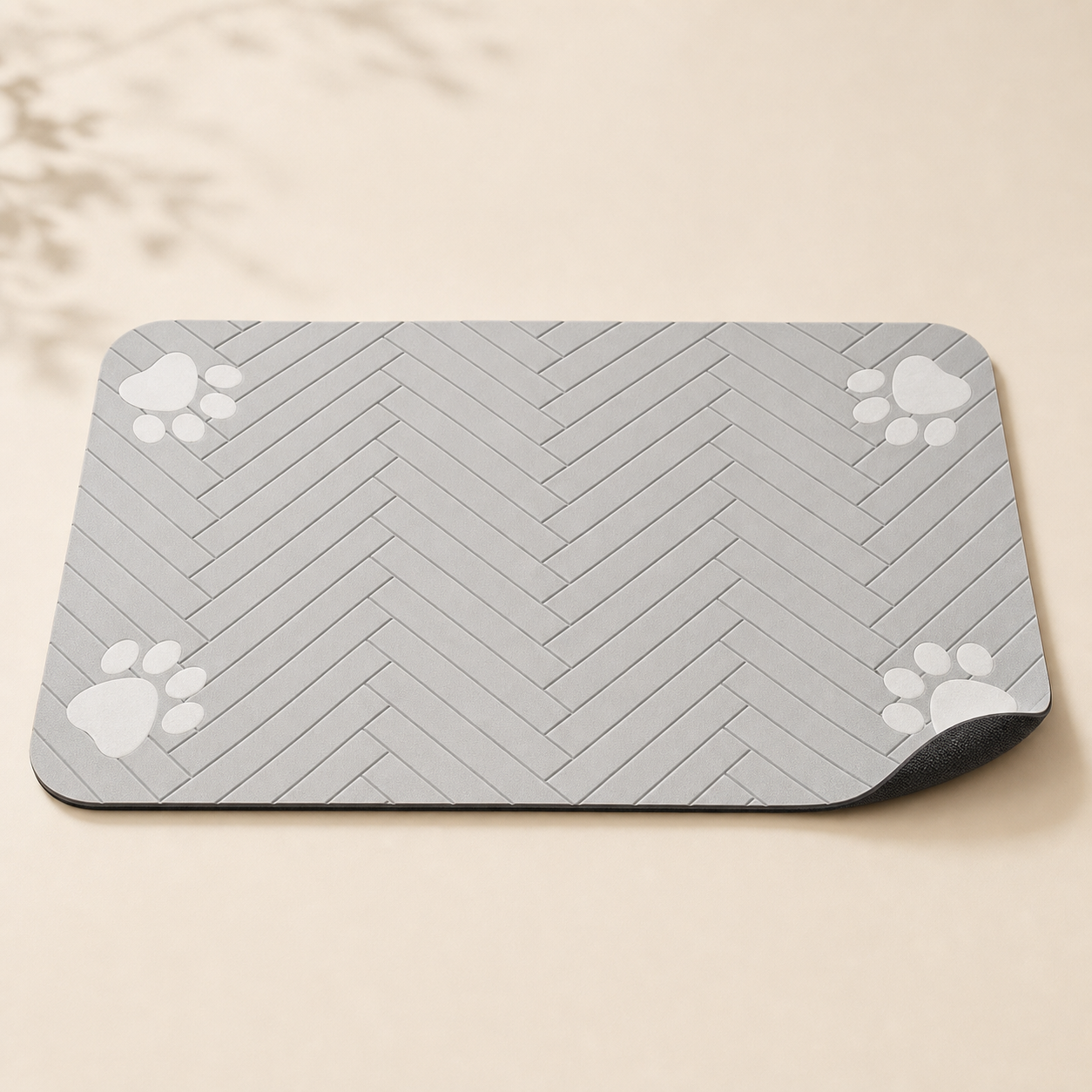 Tapis absorbant gris pour gamelles au format 20 × 30 cm