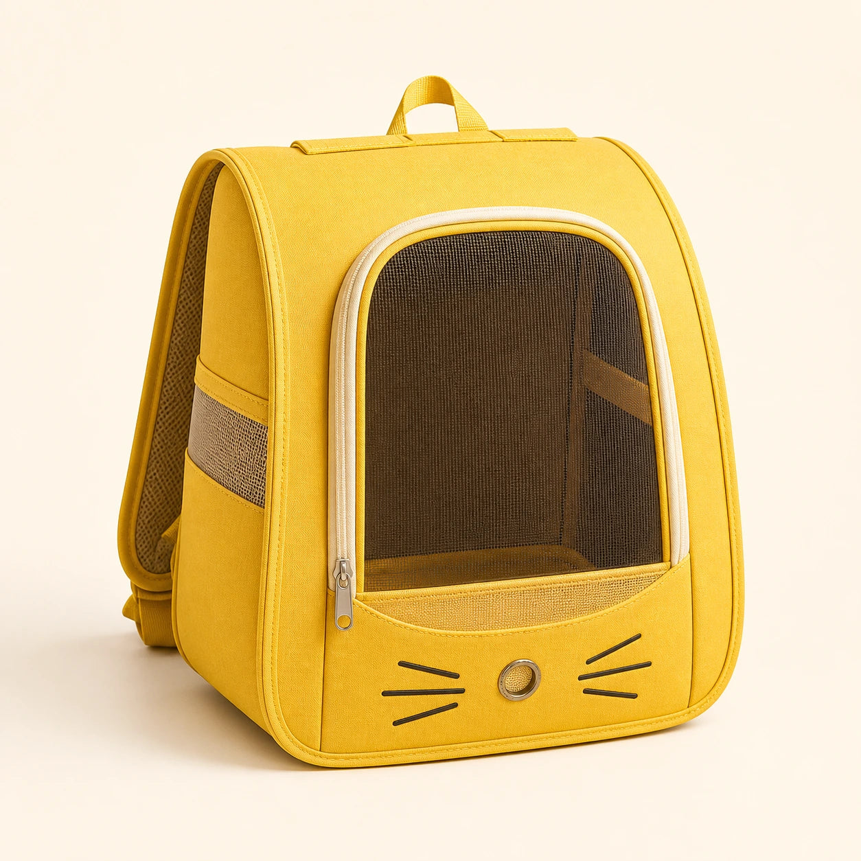 Sac à dos respirant jaune pour chat