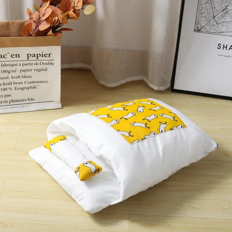 Sac de couchage jaune pour chat