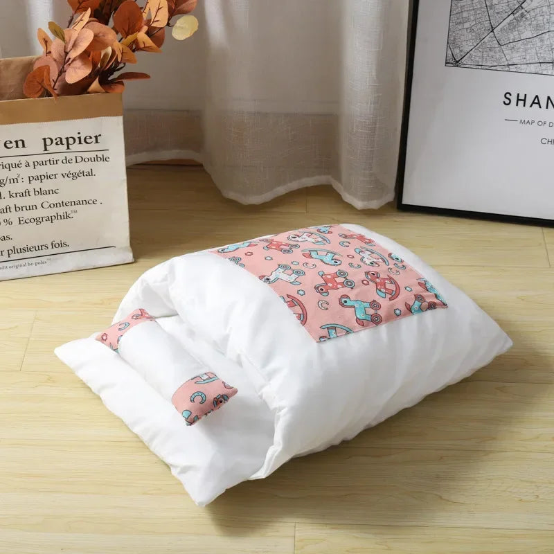 Sac de couchage rose pour chat
