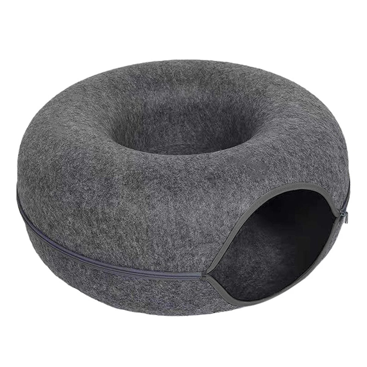 Tunnel donut pour chat gris foncé